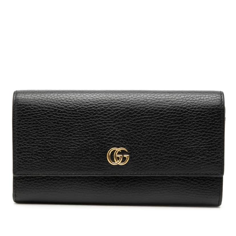 Gucci GG Marmont Continental Leather Long Wallet Black Leather Very good condition - Front View