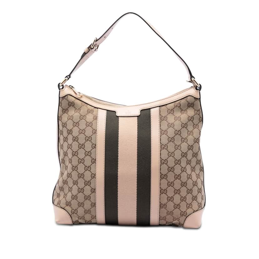 Gucci Medium GG Canvas Web Shoulder Bag Beige Very good condition - Front View