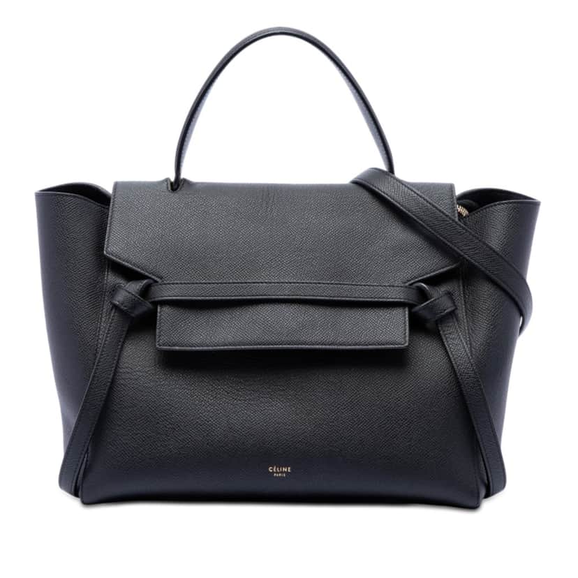 Celine Mini Grained Calfskin Belt Bag Black Leather Very good condition - Front View