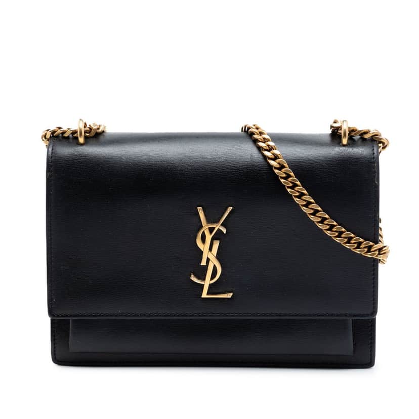 Saint Laurent Medium Calfskin Monogram Sunset Crossbody Black Leather Good condition - Front View