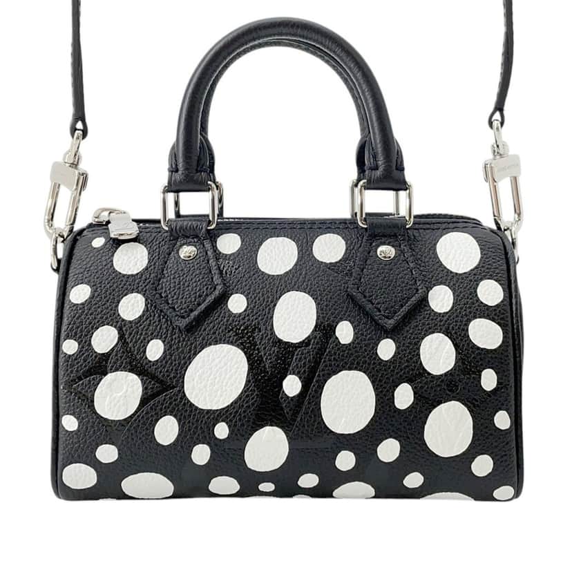 Louis Vuitton Yayoi Kusama Monogram Giant Empreinte Nano Speedy Bandouliere Black Leather Very good condition - Front View