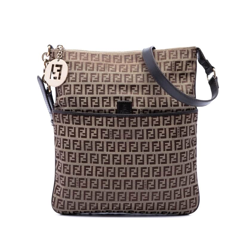 Fendi Zucchino Canvas Crossbody Beige Very good condition - Front View