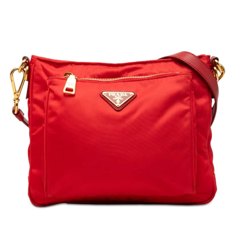 Prada Tessuto Zip Top Crossbody Red Very good condition - Front View