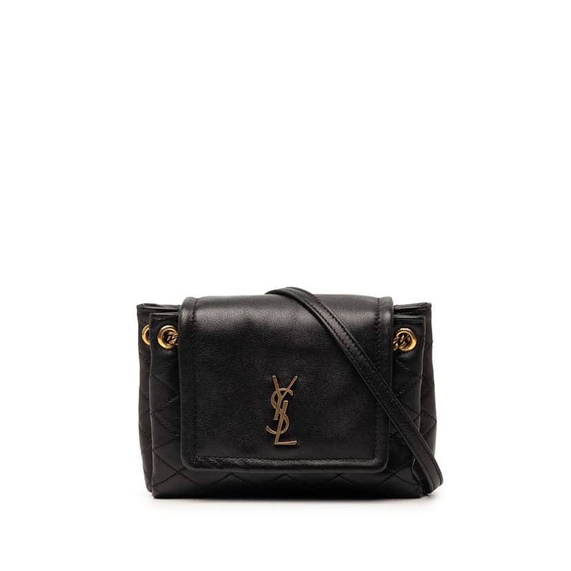 Saint Laurent Mini Quilted Lambskin Monogram Nolita Bag Black Leather Very good condition - Front View