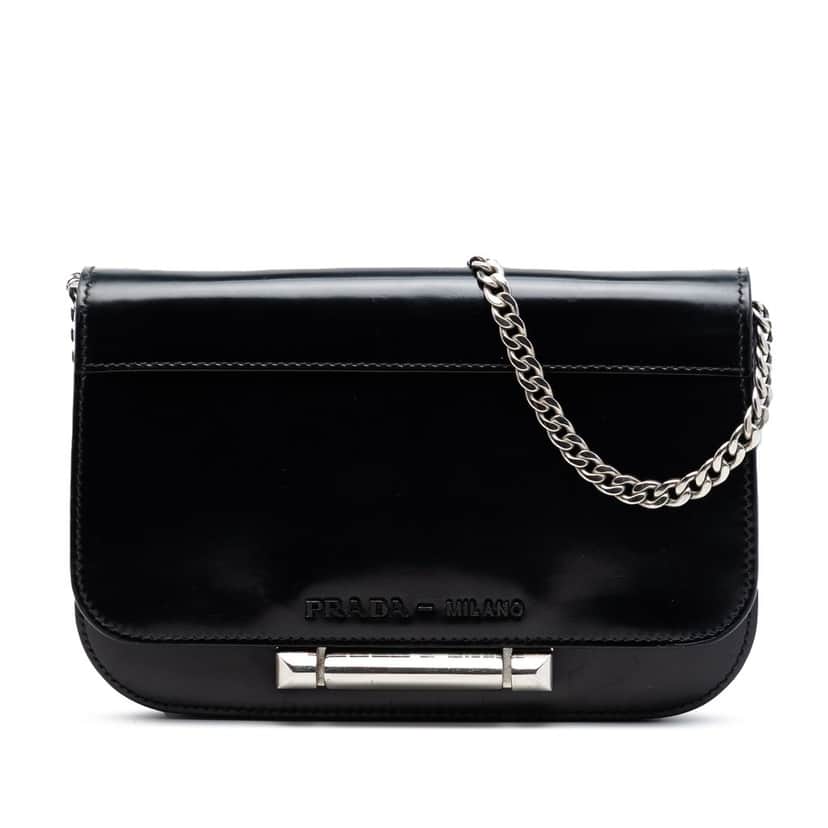 Prada Spazzolato Leather Sybille Flap Crossbody Black Leather Very good condition - Front View