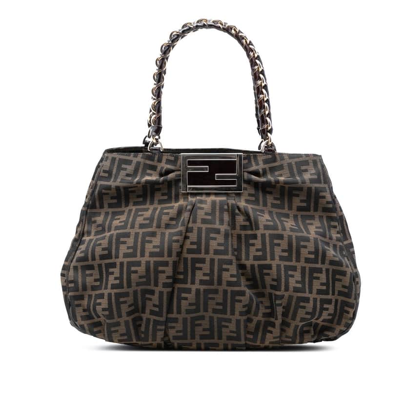 Fendi Large Zucca Canvas Mia Tote Brown Very good condition - Front View