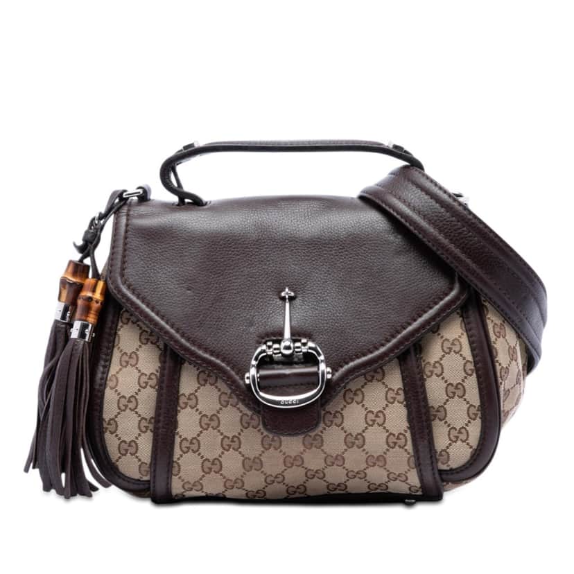 Gucci GG Canvas Techno Horsebit Top Handle Bag Beige Very good condition - Front View