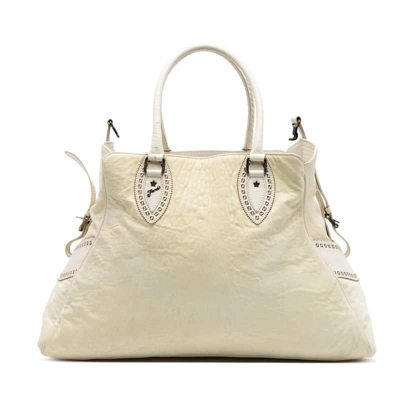 Fendi Large Leather Etniko Du Jour Handbag White Leather Very good condition - Front View