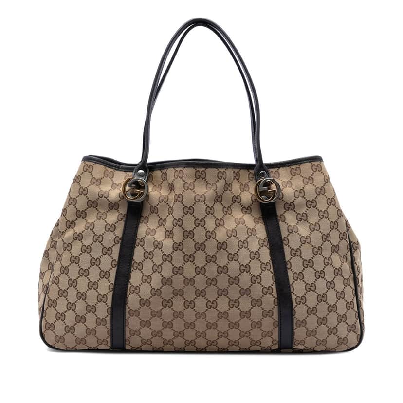 Gucci Large GG Canvas Twins Tote Beige Very good condition - Front View