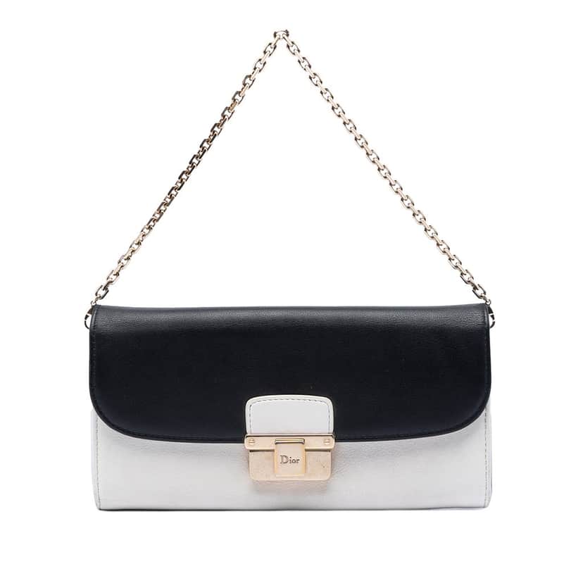 Dior Bicolor Calfskin Diorling Wallet on Chain White Leather Very good condition - Front View
