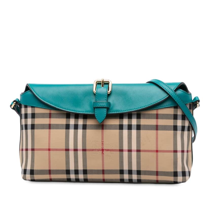 Burberry Haymarket Check Coated Canvas Leah Crossbody Beige Good condition - Front View