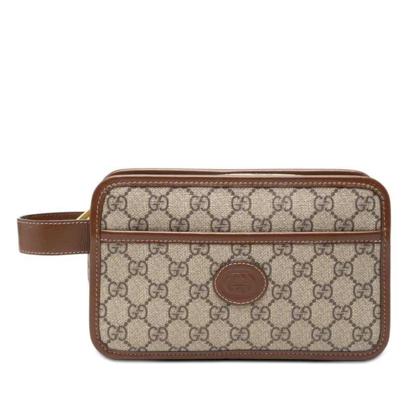 Gucci GG Supreme Interlocking G Clutch Beige Very good condition - Front View