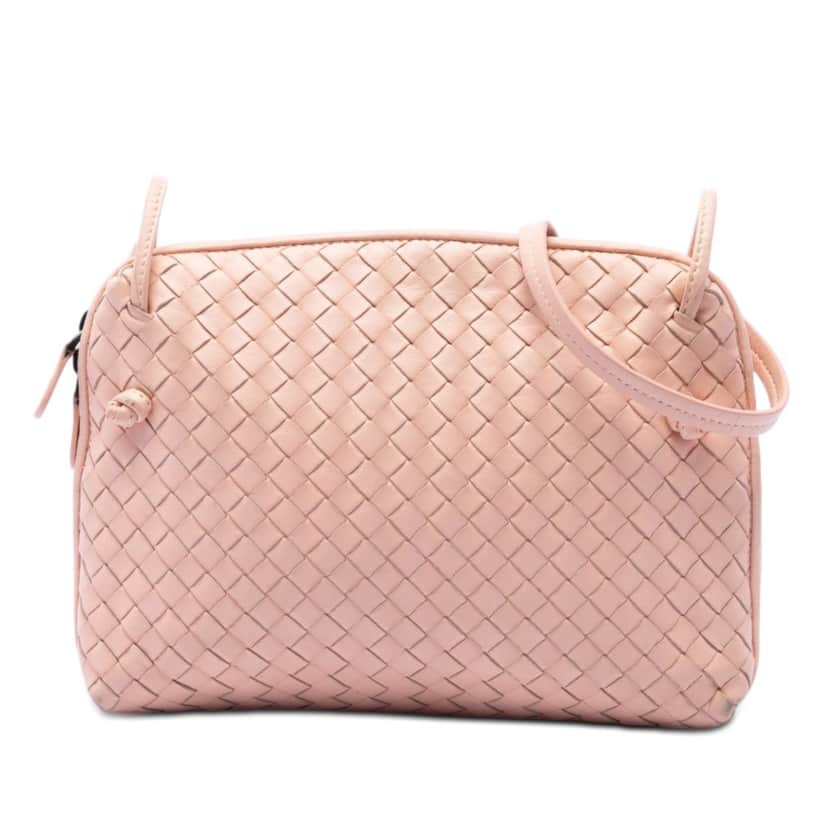 Bottega Veneta Nappa Intrecciato Nodini Crossbody Pink Leather Very good condition - Front View
