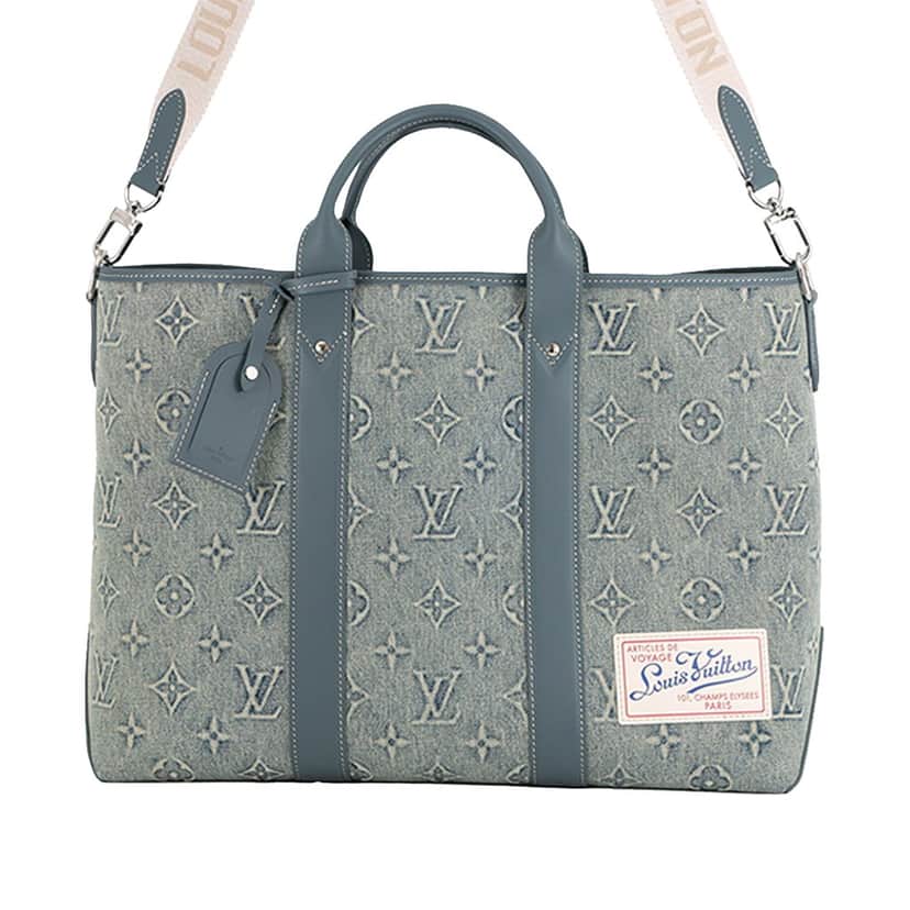 Louis Vuitton Monogram Washed Denim Weekend Tote Blue Very good condition - Front View