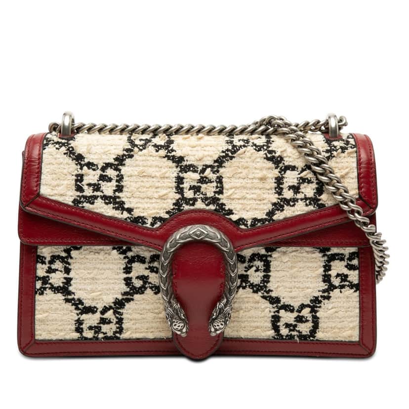 Gucci Medium GG Tweed Dionysus Shoulder Bag Beige Very good condition - Front View
