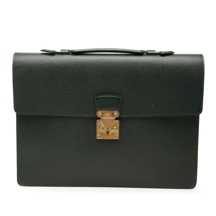 Louis Vuitton Taiga Serviette Kourad Briefcase Green Leather Very good condition - Front View