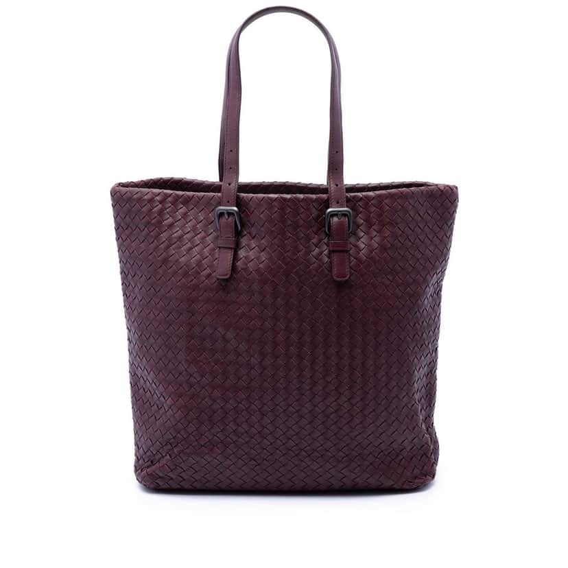 Bottega Veneta Nappa Intrecciato Belt Strap Tote Purple Leather Very good condition - Front View