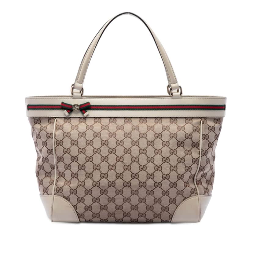 Gucci GG Canvas Web Mayfair Tote Beige Very good condition - Front View
