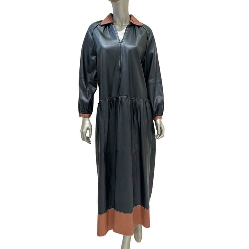 Unsigned Chic Stand Studio Gilda Two-Tone Leather Dress Sz 36 Pre-owned Other Leather Good condition - Front View