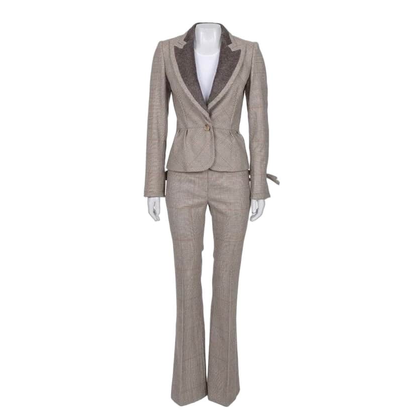 Gianfranco Ferré Gianfranco Ferre Chic Beige Wool Checked Suit - IT38/XS pre-owned Beige Wool Good condition - Front View
