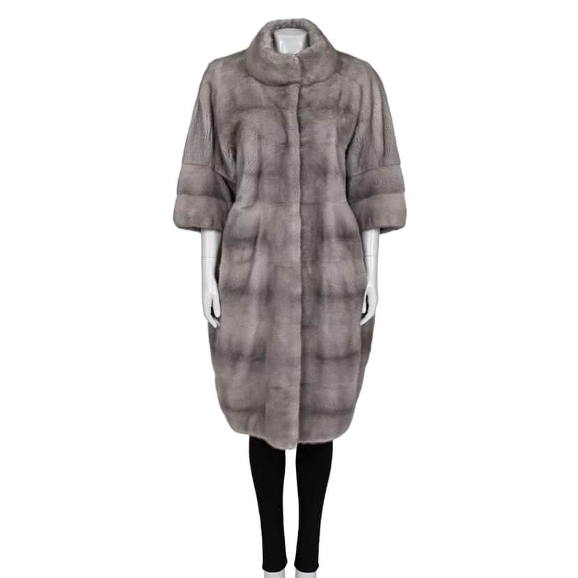 Gianfranco Ferré Gianfranco Ferre Gray Faux Fur Coat High Collar Sz L pre-owned Grey Good condition - Front View