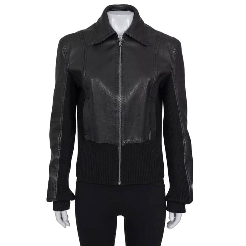 John Galliano John Galliano Black Embroidered Leather Jacket EU34/XS pre-ownned Black Leather Good condition - Front View