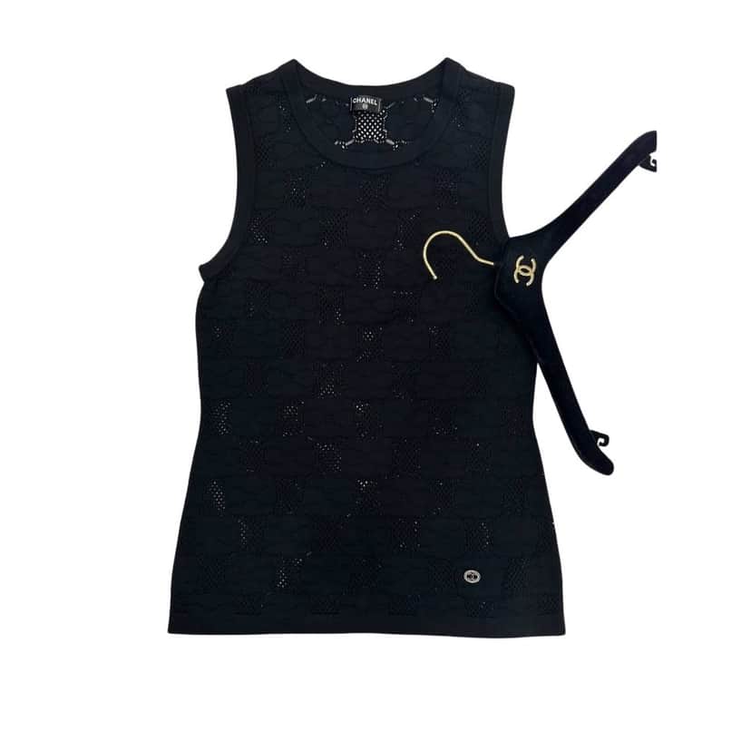 Chanel Chanel Camellia Patern Top Sz. S-M Pre-owned Camel Lace Good condition - Front View