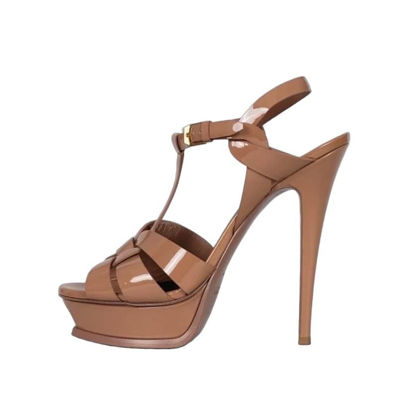 Saint Laurent Saint Laurent Tribute Brown Leather Sandals Size 40 pre-owned Brown Leather Good condition - Front View