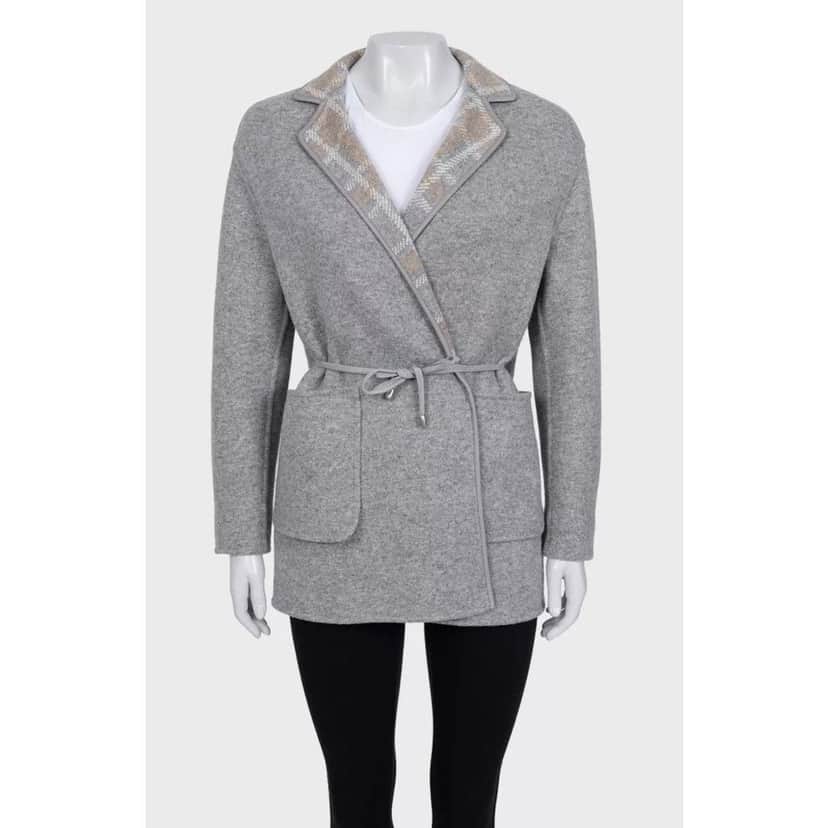 Loro Piana NWOT Loro Piana Reversible Cashmere Coat - Size S pre-owned Grey Wool Never worn - Front View