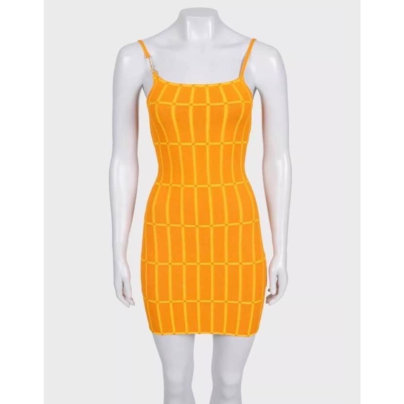 Jacquemus Jacquemus Vibrant Orange Maille Malha Knit Mini Dress S EU36 pre-owned Orange Never worn - Front View