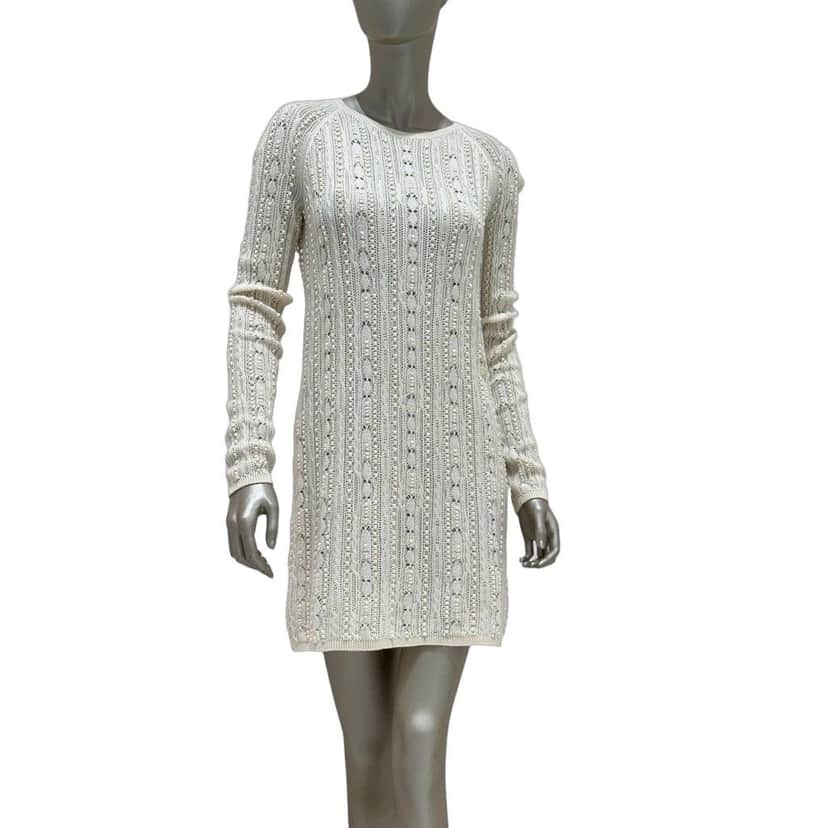 Dolce & Gabbana Elegant Chanel Knit Cream Wool Blend Dress Sz.40 Pre-owned Beige Wool Never worn - Front View