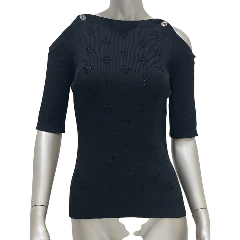 Chanel Chanel Paris-Cuba Resort Black Mesh Top FR46 pre-owned Black Good condition - Front View