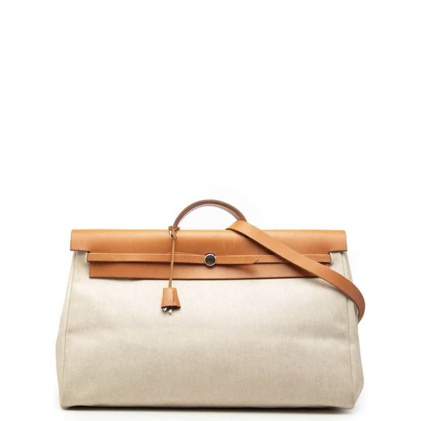 Hermès Vache Hunter Herbag Beige Canvas Good condition - Front View