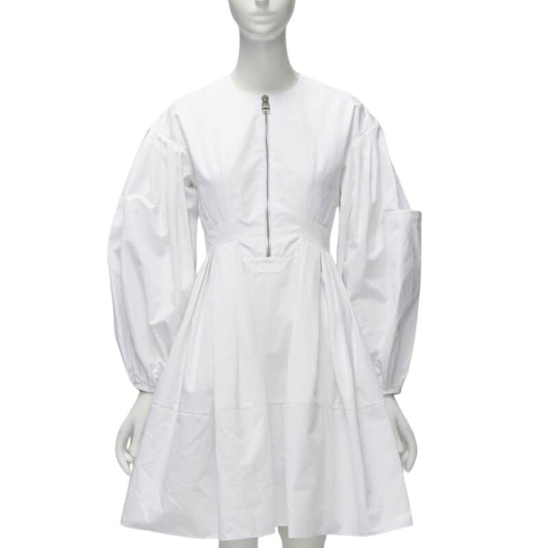 Alexander McQueen White Puff Dress White Cotton Very good condition - Front View