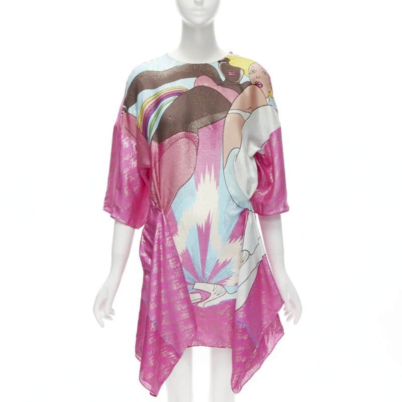 Fendi Metallic Pink Dress Pink Silk Never worn - Front View