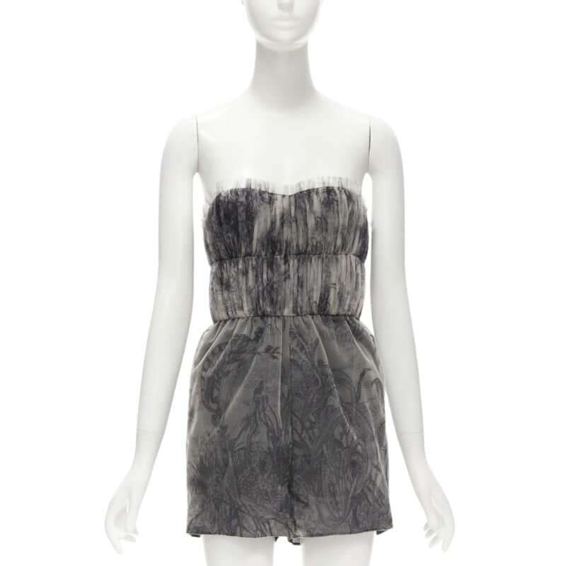 Dior Tulle Gathered Grey Polyamide Never worn, with tag - Front View