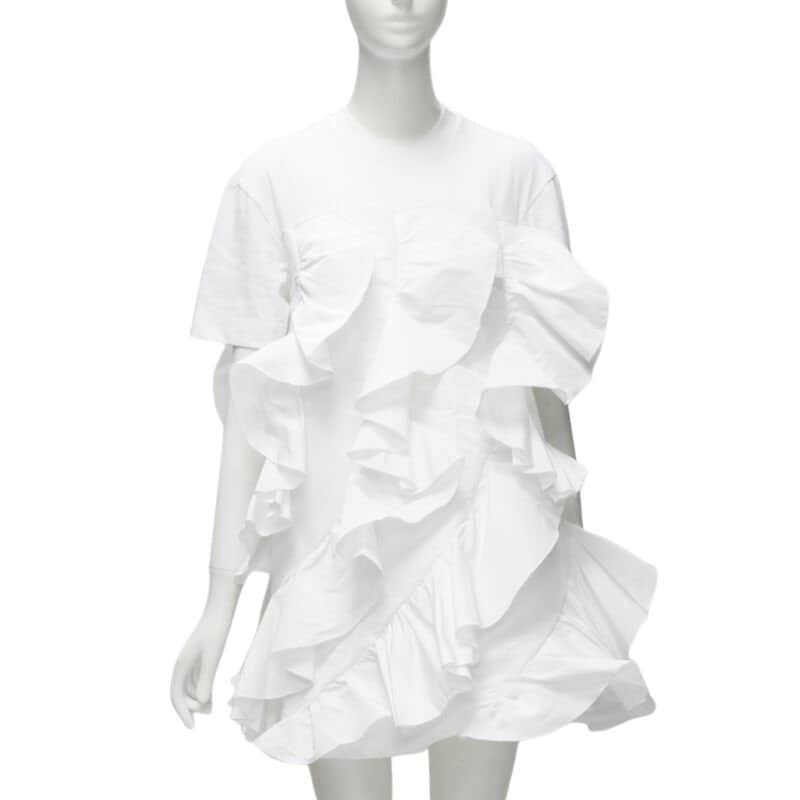 Alexander McQueen Spiral Ruffle Tee Beige Cotton Very good condition - Front View
