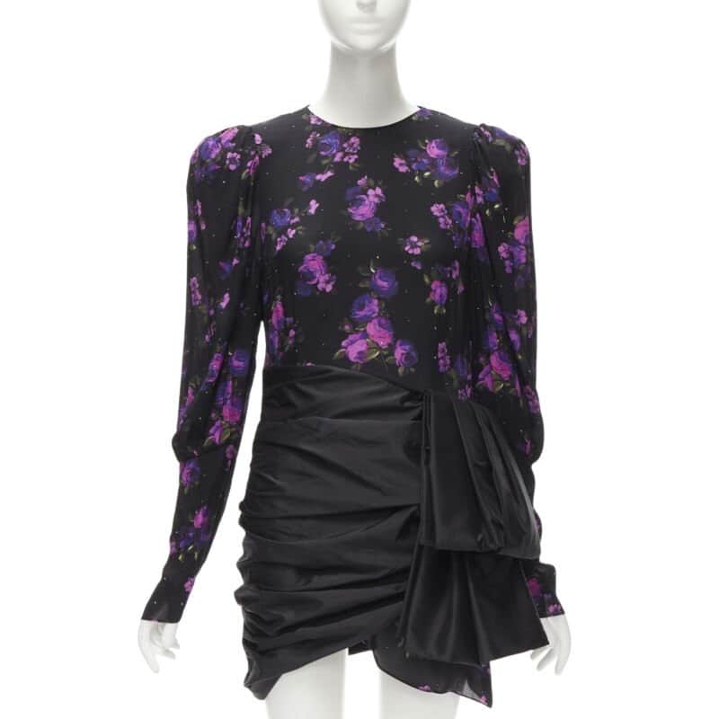 Magda butrym Crystal Floral Wrap Dress Black Silk Never worn - Front View