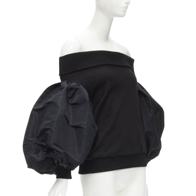 Alexander McQueen Puff Sleeve Sweater Black Cotton Never worn - Front View