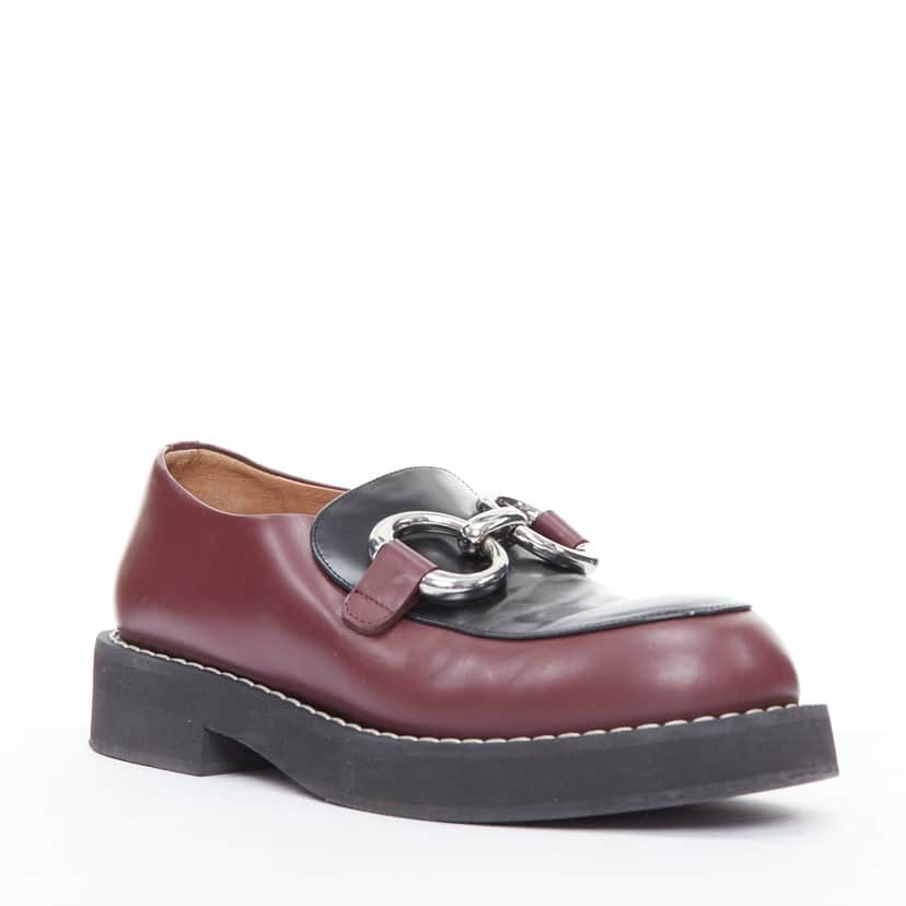 Marni Chunky Buckle Loafers Black Leather Fair condition - Front View