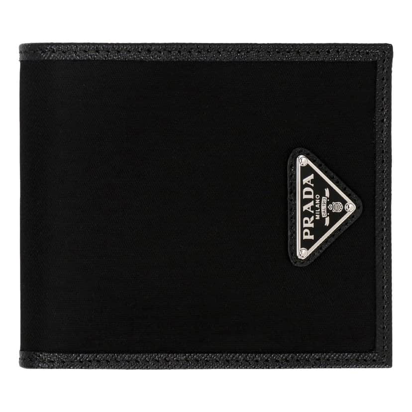 Prada Prada Tessuto Nylon Black Saffiano Trim Bifold Wallet Triangle Logo Black Never worn - Front View