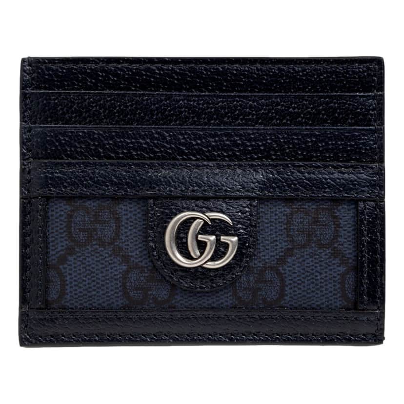 Gucci Gucci Ophidia GG Canvas Leather Navy Card Case Wallet Blue Leather Never worn - Front View