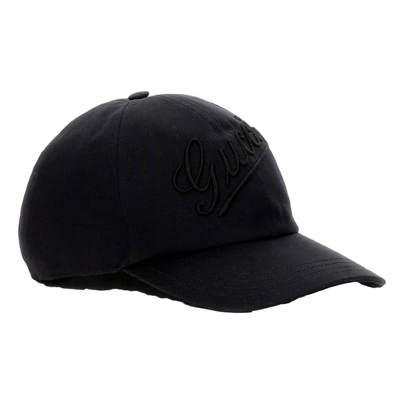 Gucci Gucci Black Embroidered Logo Cotton Baseball Cap Medium Black Cotton Never worn - Front View