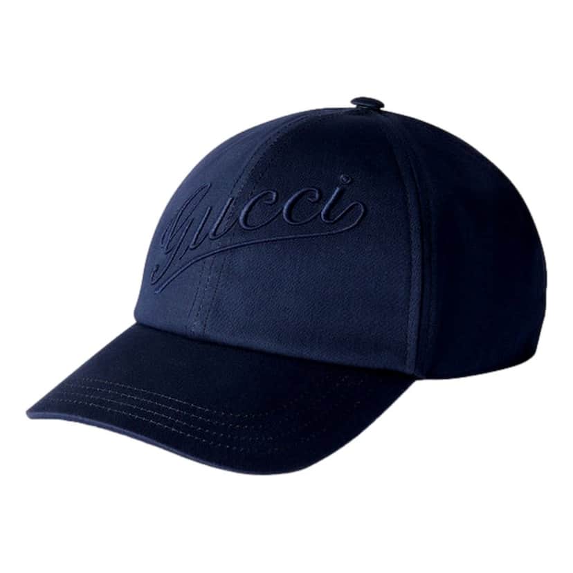 Gucci Gucci Baseball Hat with Embroidery in Navy Blue XL Blue Cotton Never worn - Front View