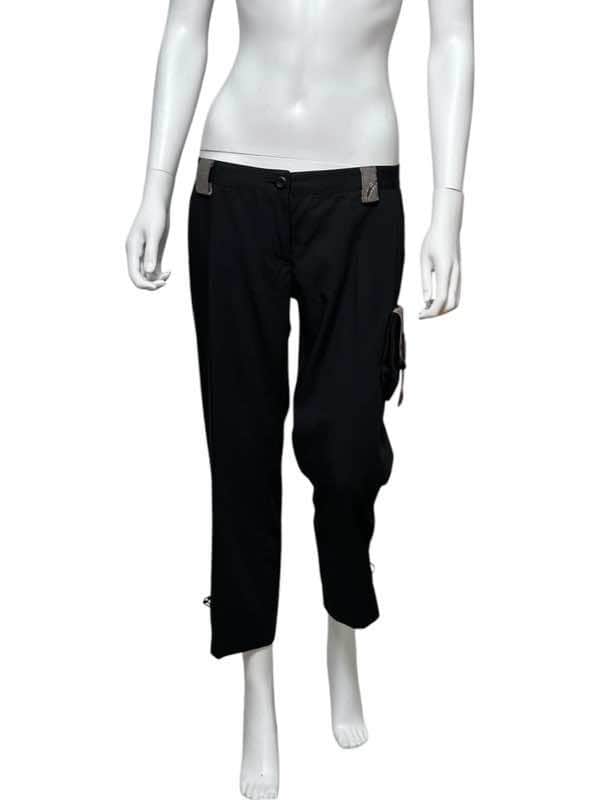 Alexander McQueen Glittered Flower black Pants Black Silk Very good condition - Front View
