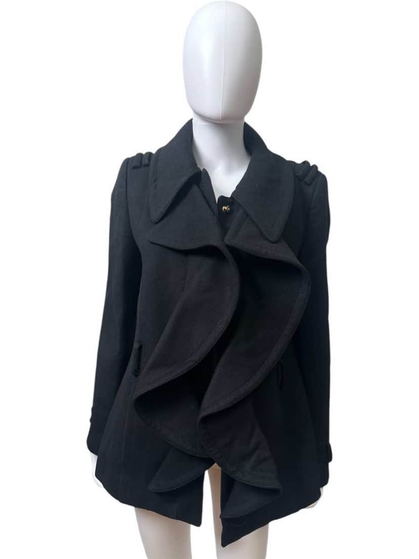 Roberto Cavalli Chiffon Black Jacket with Gold Buttons Black Wool Very good condition - Front View