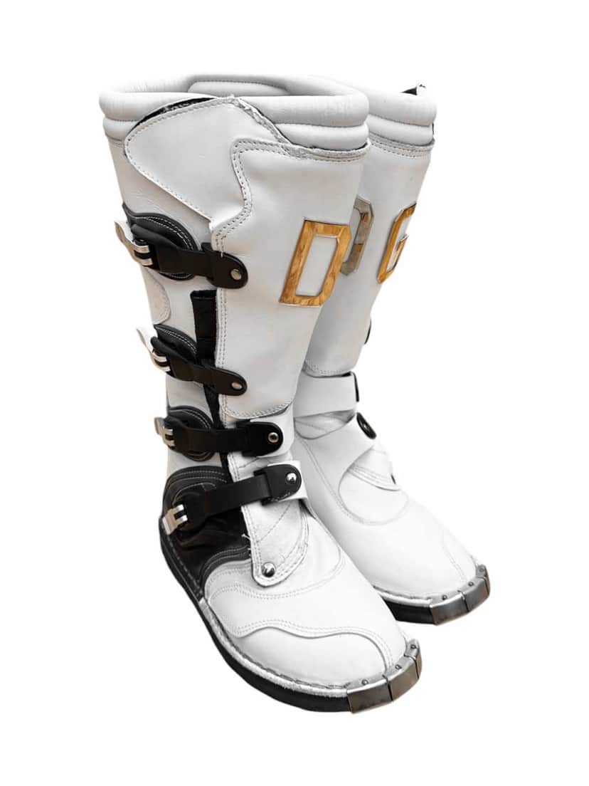 Dolce & Gabbana Moto Cross White Boots White Leather Very good condition - Front View