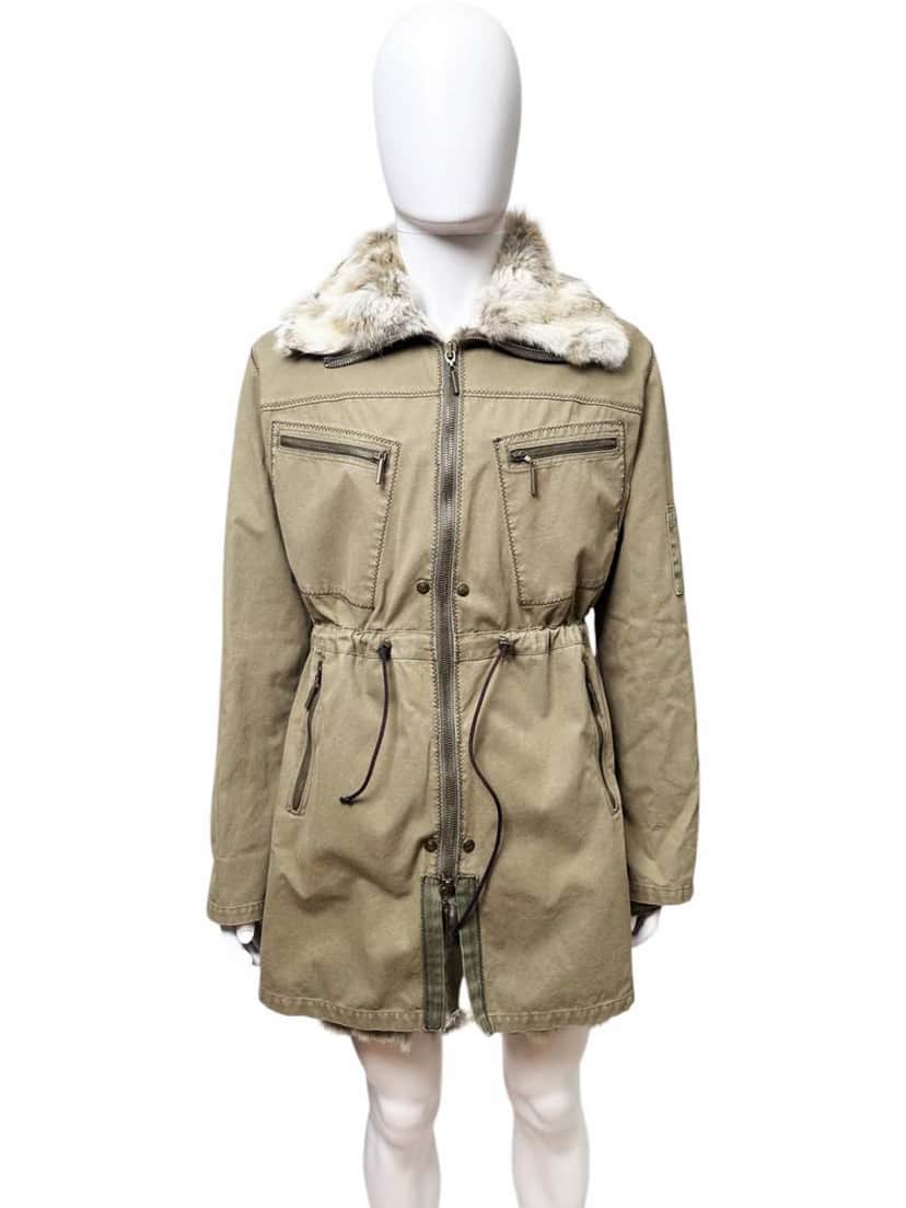 Roberto Cavalli Double Layered Fur Brown Parka Brown Cotton Very good condition - Front View