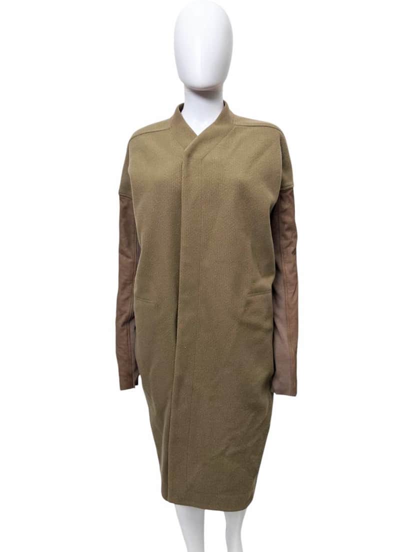 Rick Owens FAUN Brown Wool and Suede Coat Brown Suede Very good condition - Front View