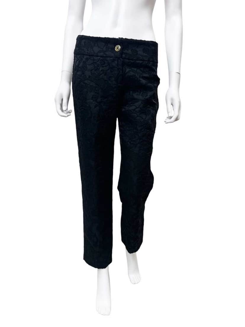 Roberto Cavalli Black Floral Knitted Pants Black Cotton Very good condition - Front View